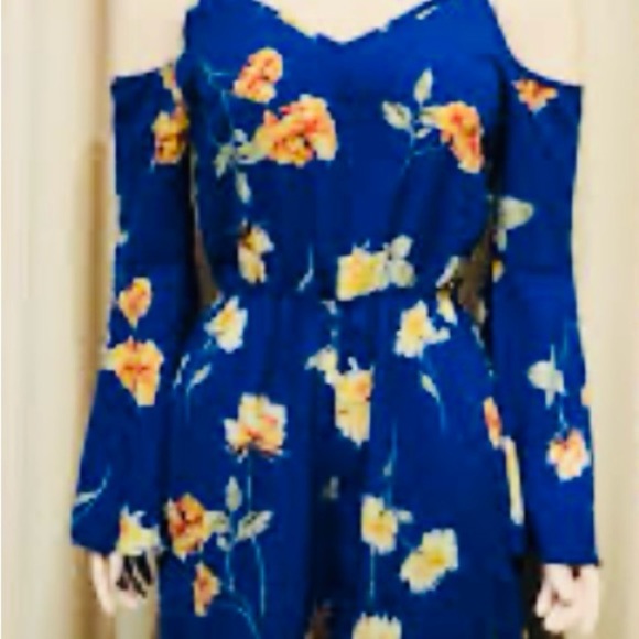 Charlotte Russe Pants - Charlotte Russe Blue and Orange Floral Jumpsuit